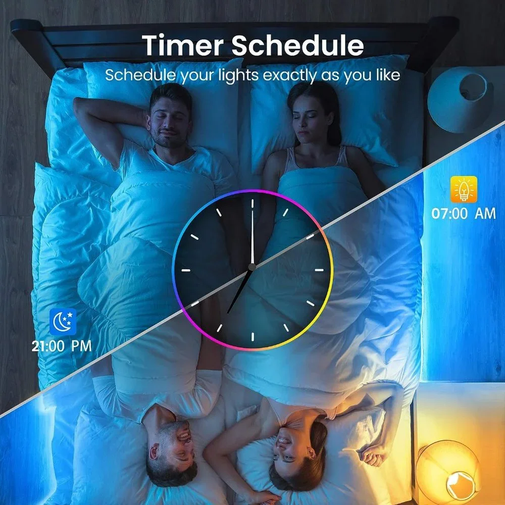 100ft Bluetooth App Remote Mic 50ftx2 Music Sync LED Strip Lights for Bedroom